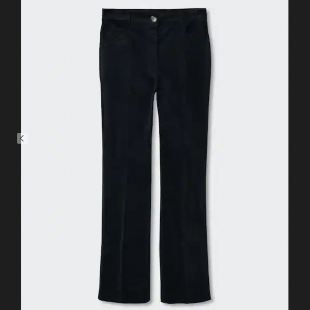 Womens Mango Corduroy Flared Trousers, Navy, Size 6